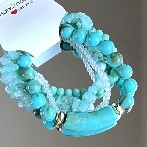 Charmze Stackable Set of Four Stretch Beaded Bracelets Artisan Handmade - Picture 1 of 4